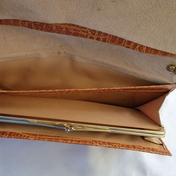 Vintage Croc Embossed Leather Envelope clutch/wallet - Picture 7 of 9